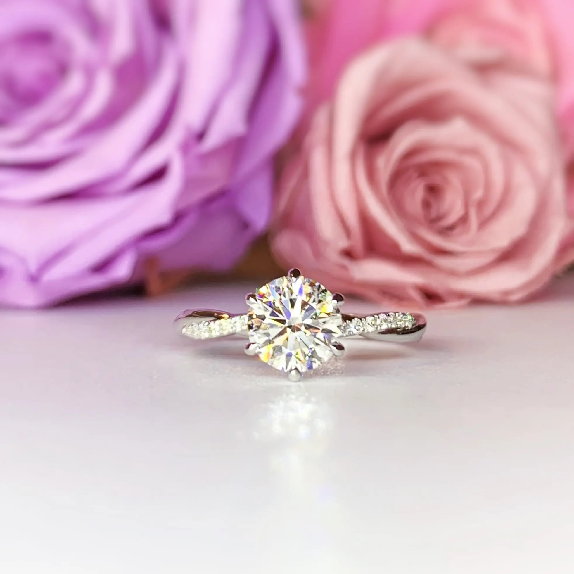 Twist Side Stone Lab Grown Diamond Engagement Ring [Setting Only] - LGR058 CHARLISA™