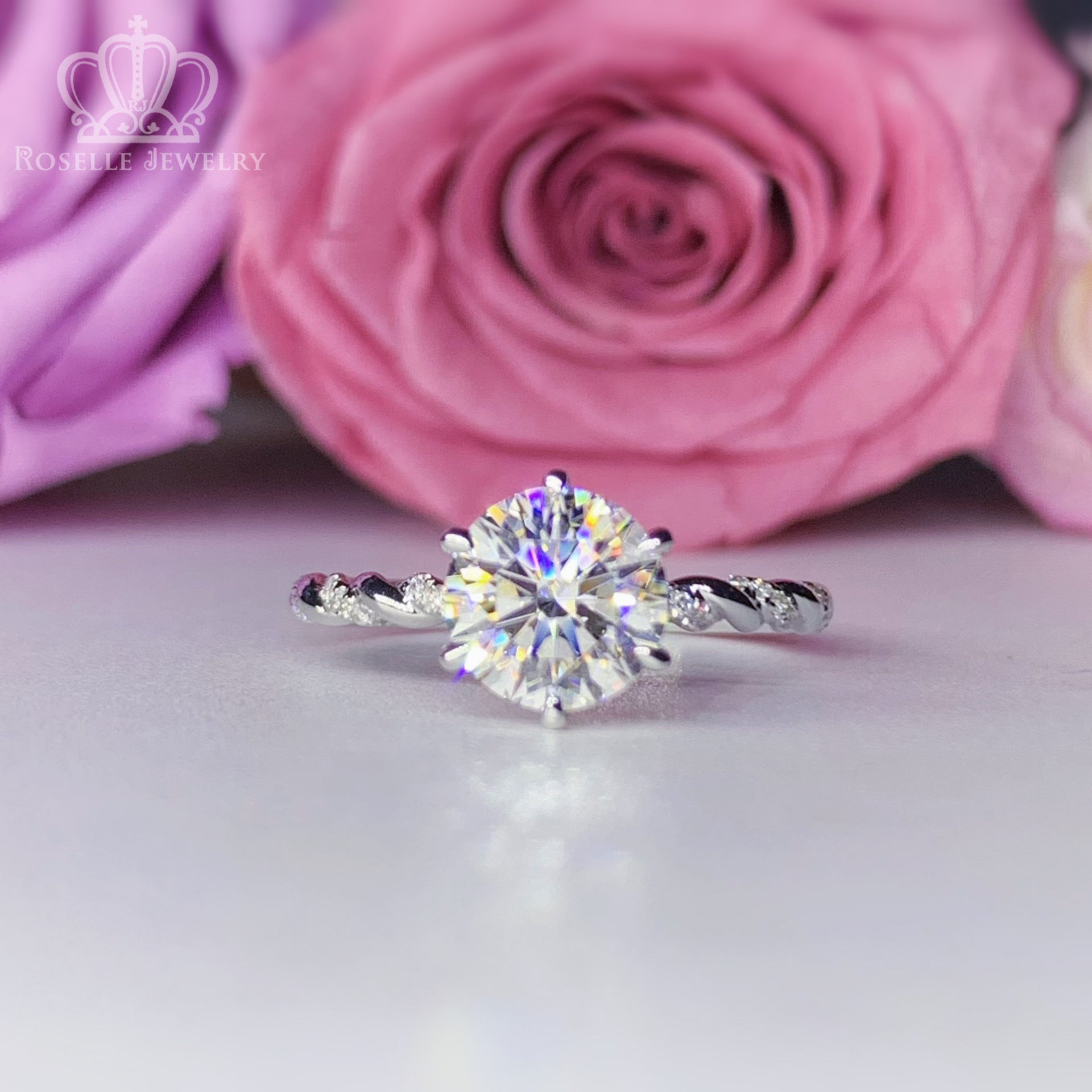 LGT004 - [Setting Only] Twist Side Stone Diamond Engagement Ring