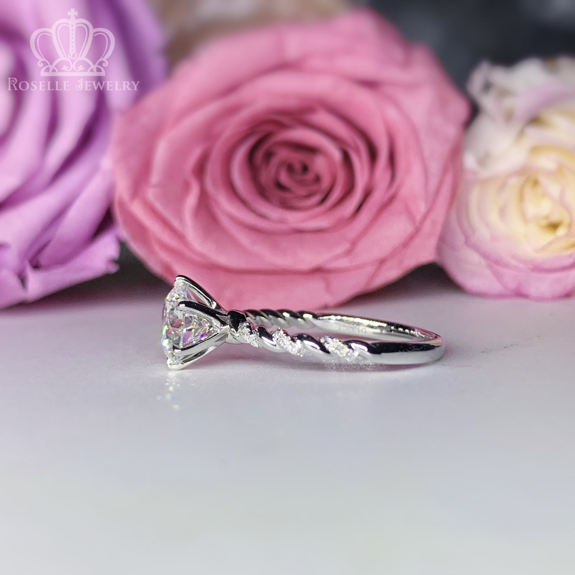 LGT004 - [Setting Only] Twist Side Stone Diamond Engagement Ring