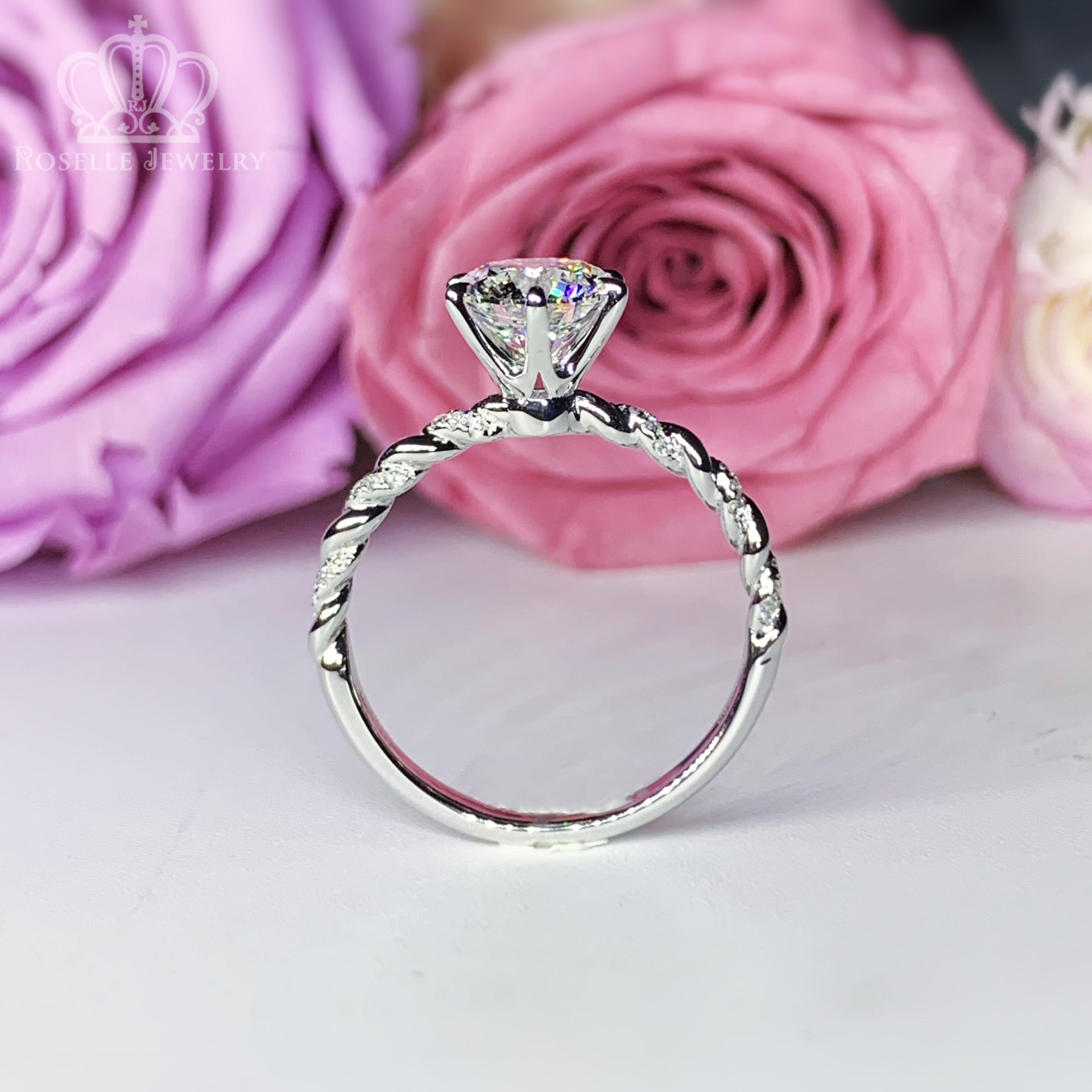 LGT004 - [Setting Only] Twist Side Stone Diamond Engagement Ring