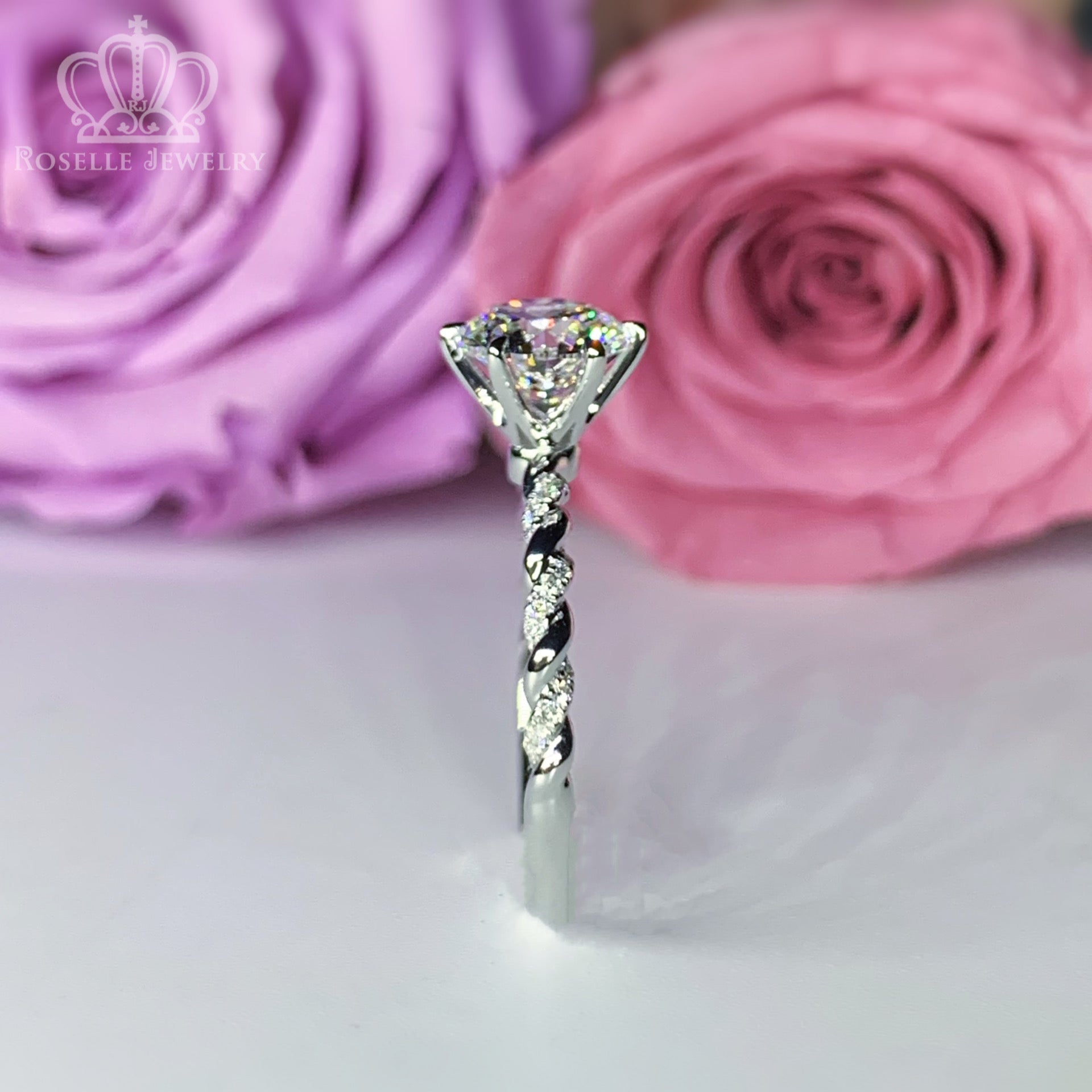 LGT004 - [Setting Only] Twist Side Stone Diamond Engagement Ring