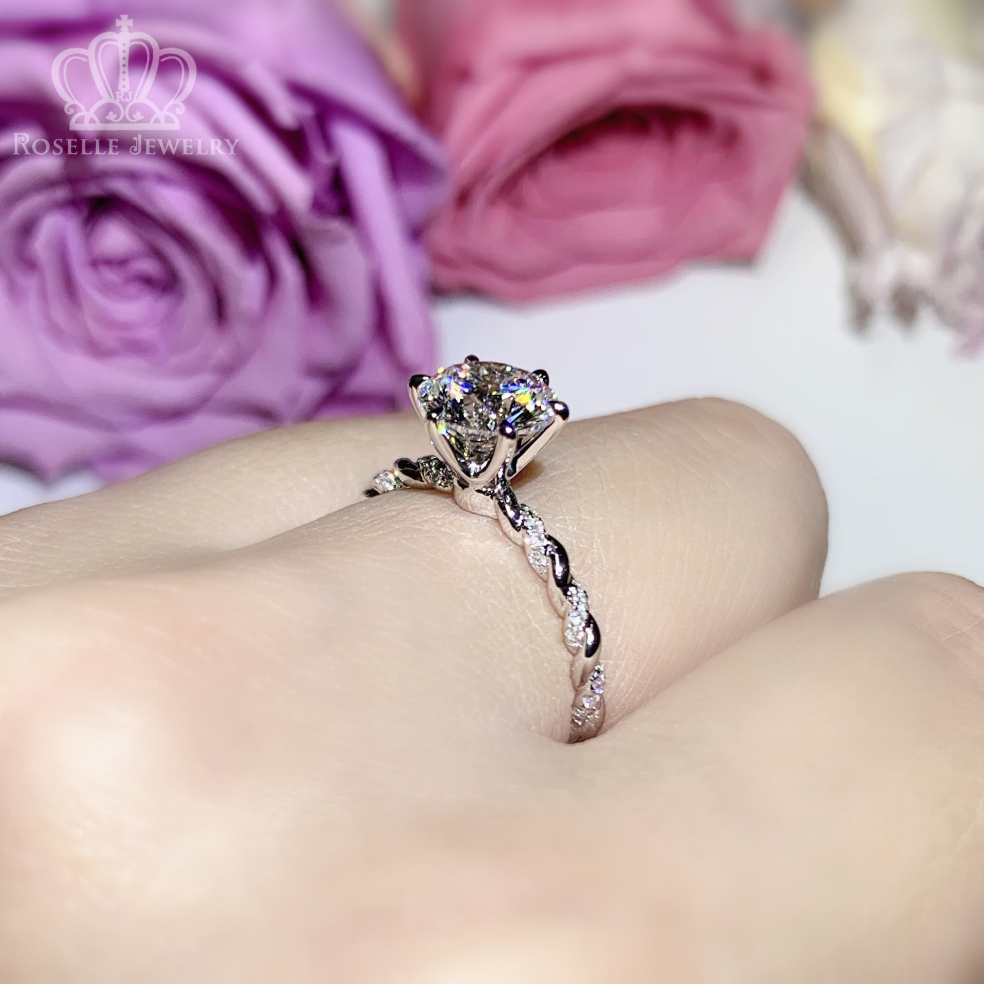 LGT004 - [Setting Only] Twist Side Stone Diamond Engagement Ring