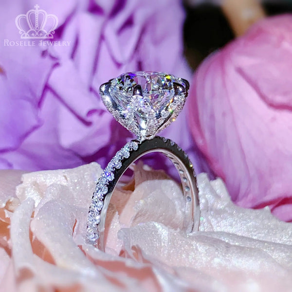 Starlight Shine Elegant Side Stone Diamond Engagement Ring [Setting Only] - LGT005 With 2.92 Carat Round Shape Lab Diamond Roselle Jewelry