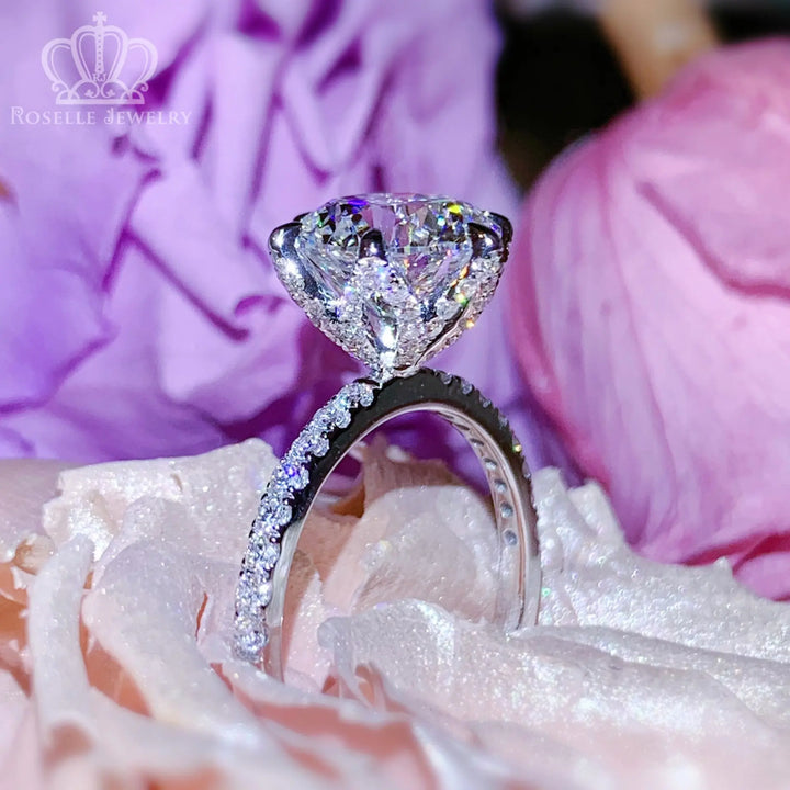 Starlight Shine Elegant Side Stone Diamond Engagement Ring [Setting Only] - LGT005 With 2.92 Carat Round Shape Lab Diamond Roselle Jewelry