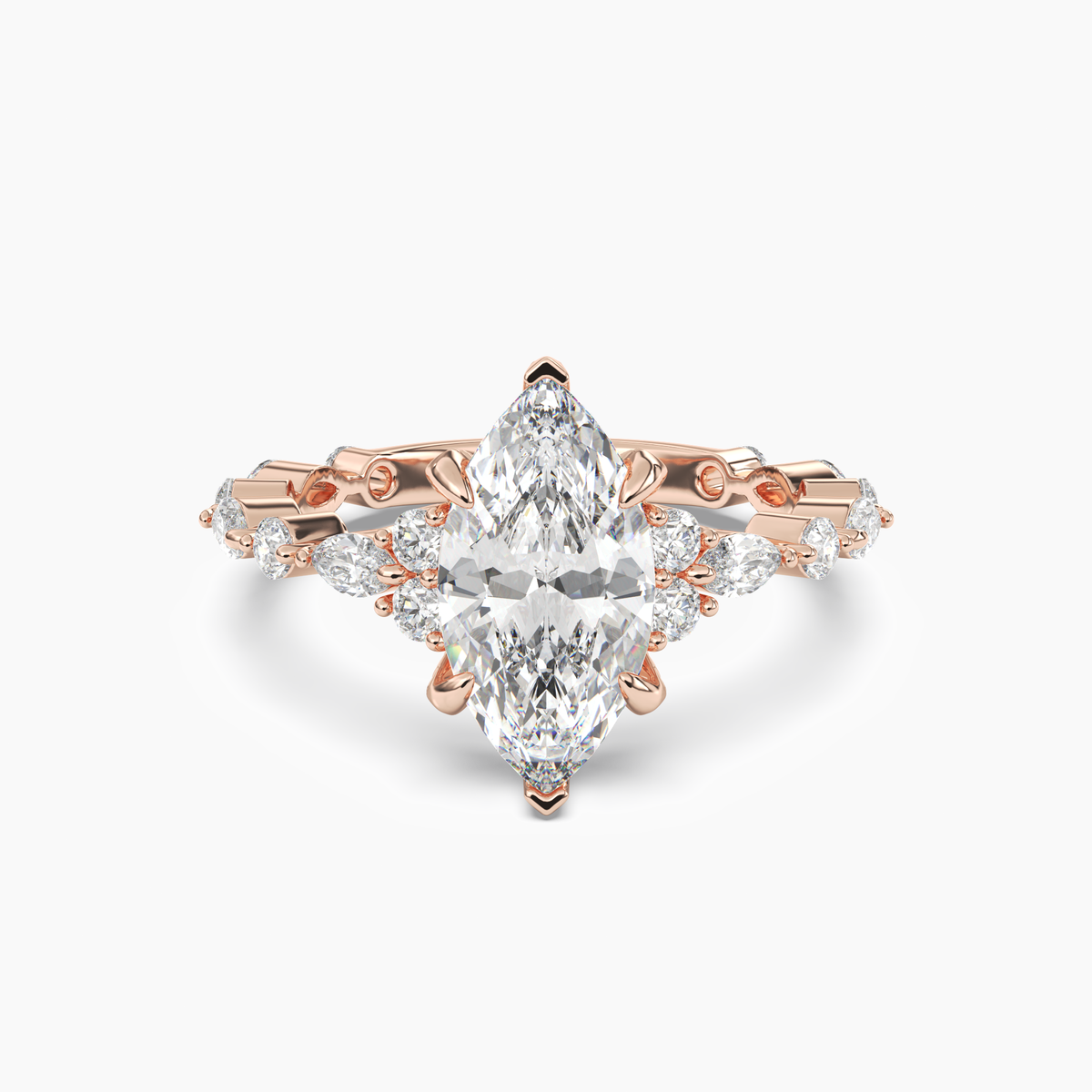 OBSER011 - Lace Marquise engagement ring setting view 7