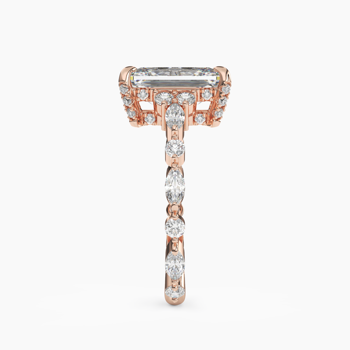 OBSER017 - Lace Radiant engagement ring setting view 9