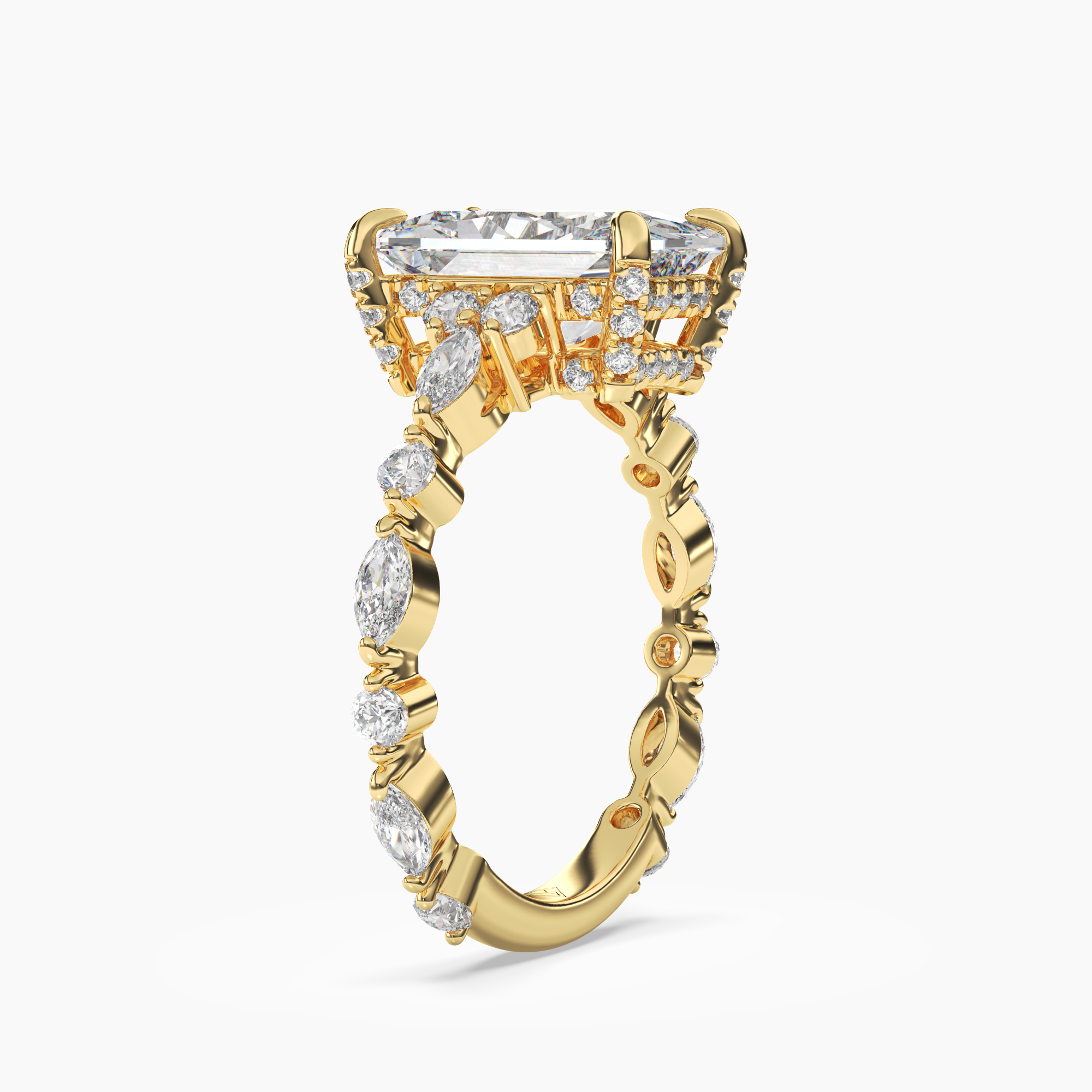 OBSER017 - Lace Radiant engagement ring setting view 5