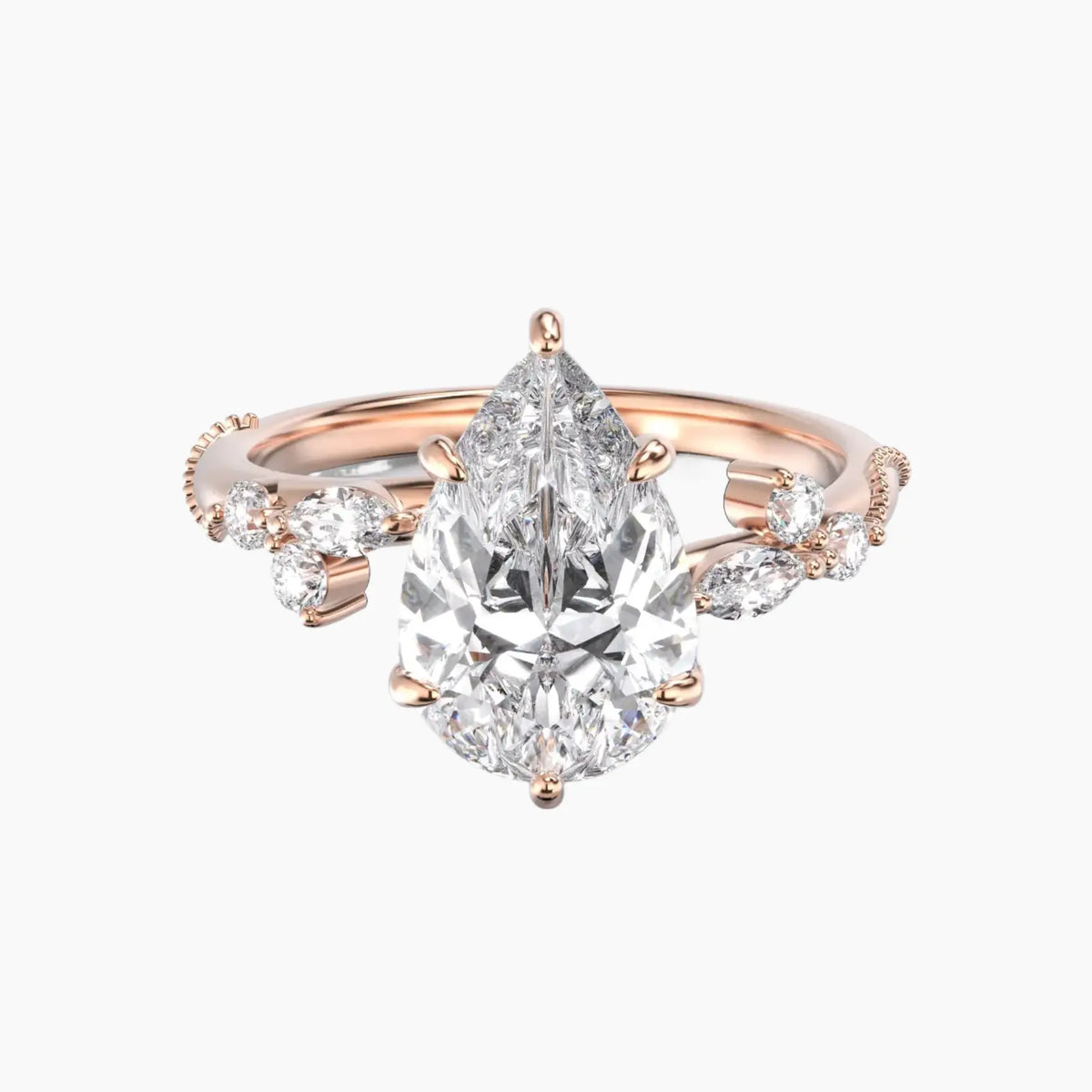 OBSER111 - Chantilly Pear engagement ring setting view 7