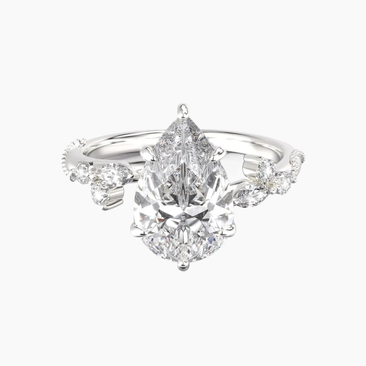OBSER111 - Chantilly Pear engagement ring setting view 1