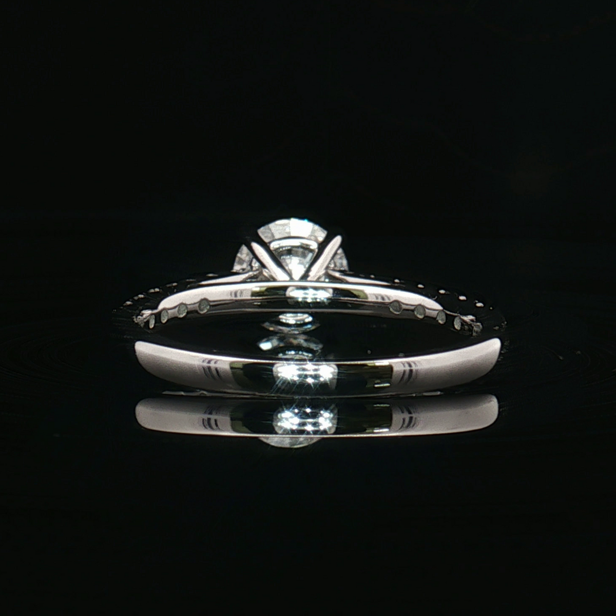 KT14 - [Setting Only] Four Prong Side Stone Diamond Engagement Ring