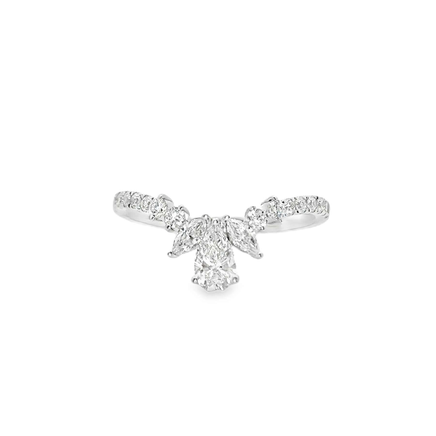 LBB006 - V-Shaped Pear and Round Lab Diamond Wedding Ring