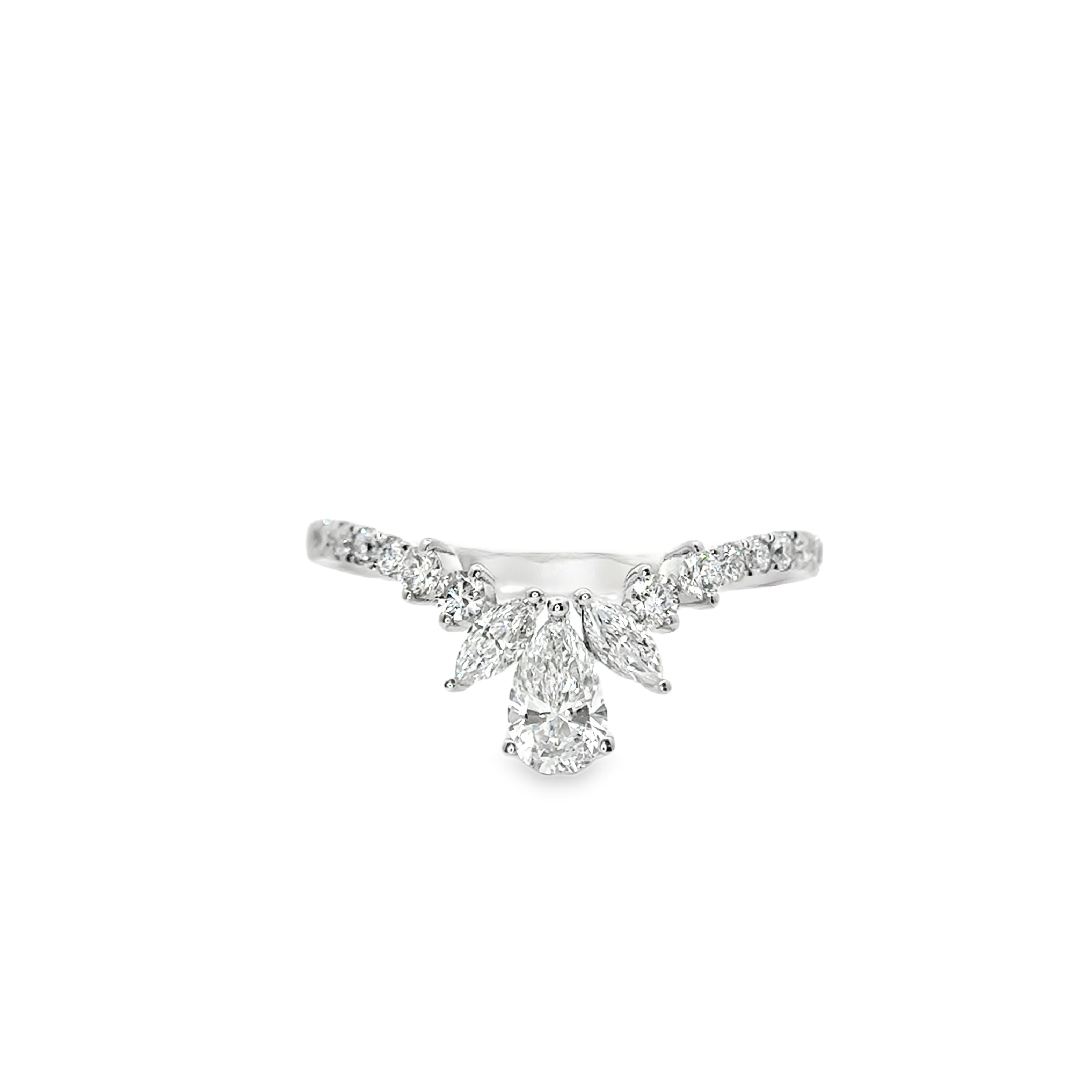 LBB006 - V-Shaped Pear and Round Lab Diamond Wedding Ring
