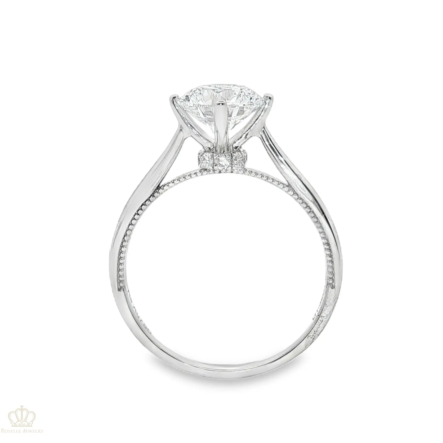 LGN1031 - [Setting Only] Four Prong Solitaire Bead Edge Engagement Ring CHARLISA™