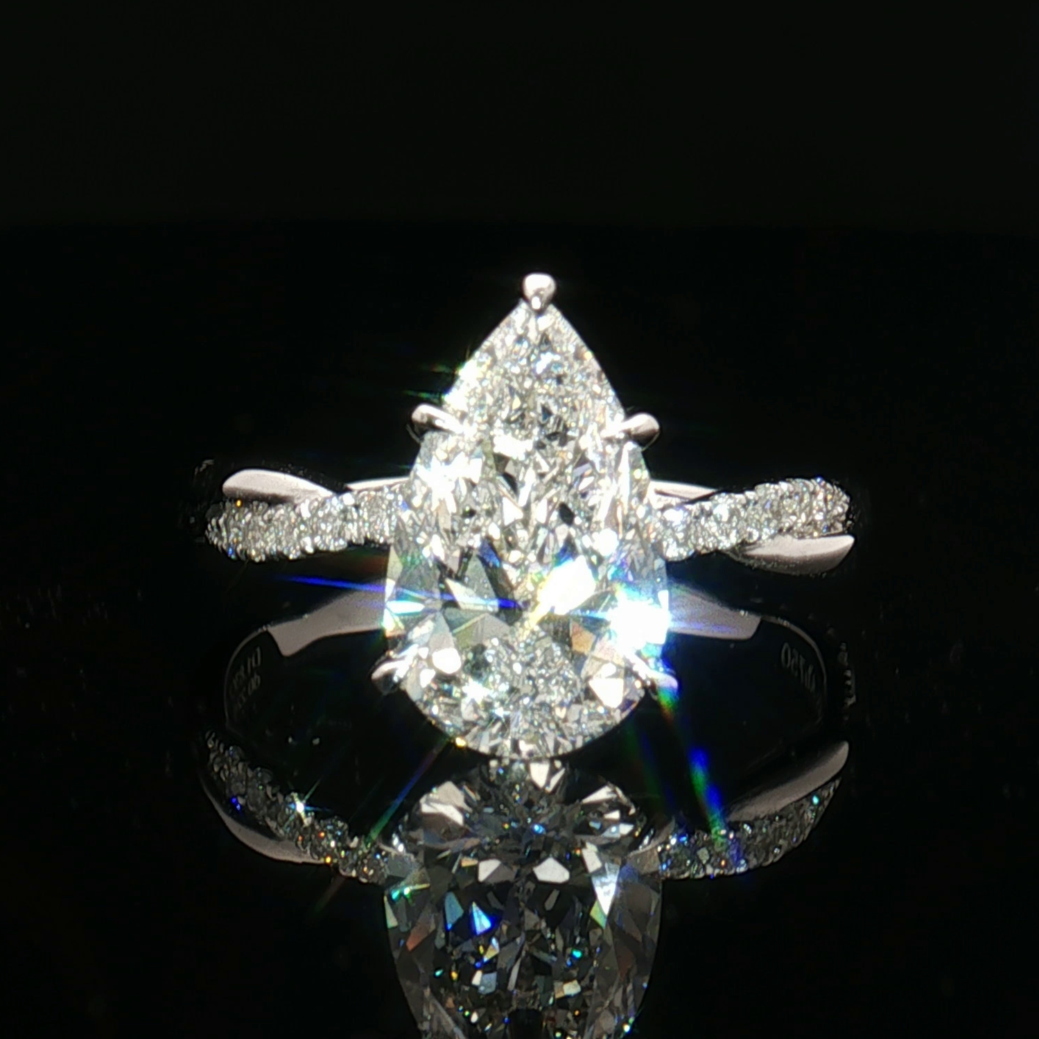 LGR058L - [Setting Only] Twist Side Stone Lab Grown Diamond Engagement Ring