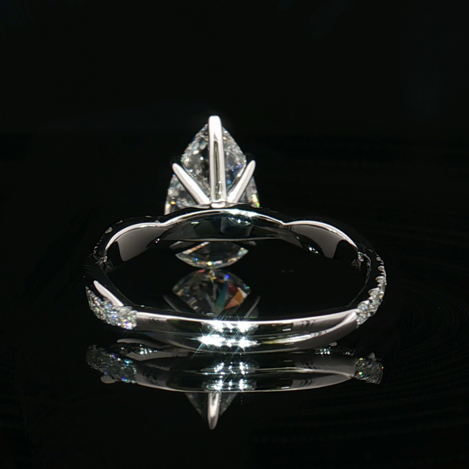 LGR058L - [Setting Only] Twist Side Stone Lab Grown Diamond Engagement Ring