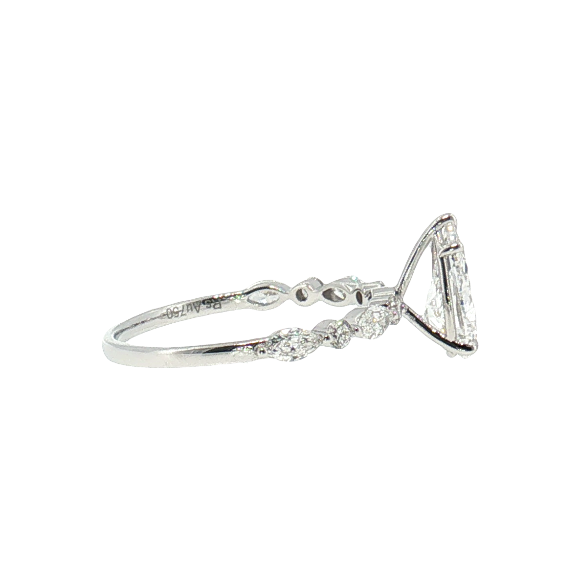 LGT0138 - [Setting Only] Pear Cut Engagement Ring with Alternating Marquise & Round Diamond Band