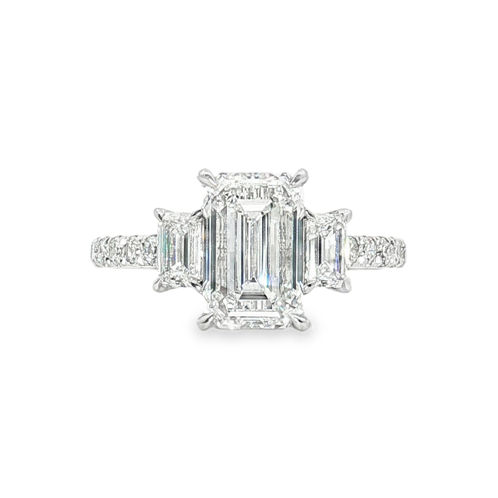 LGT0399 - [Setting Only] Emerald Cut Three Stone Pave Engagement Ring