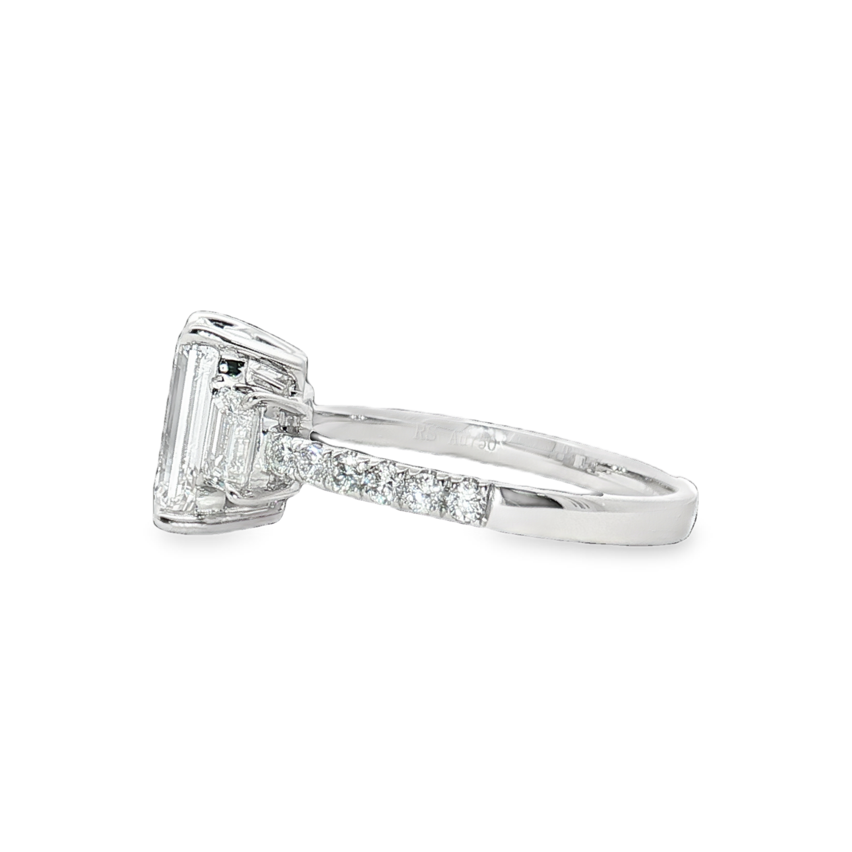 LGT0399 - [Setting Only] Emerald Cut Three Stone Pave Engagement Ring