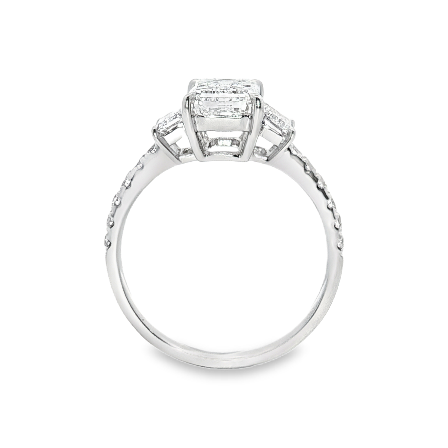 LGT0399 - [Setting Only] Emerald Cut Three Stone Pave Engagement Ring