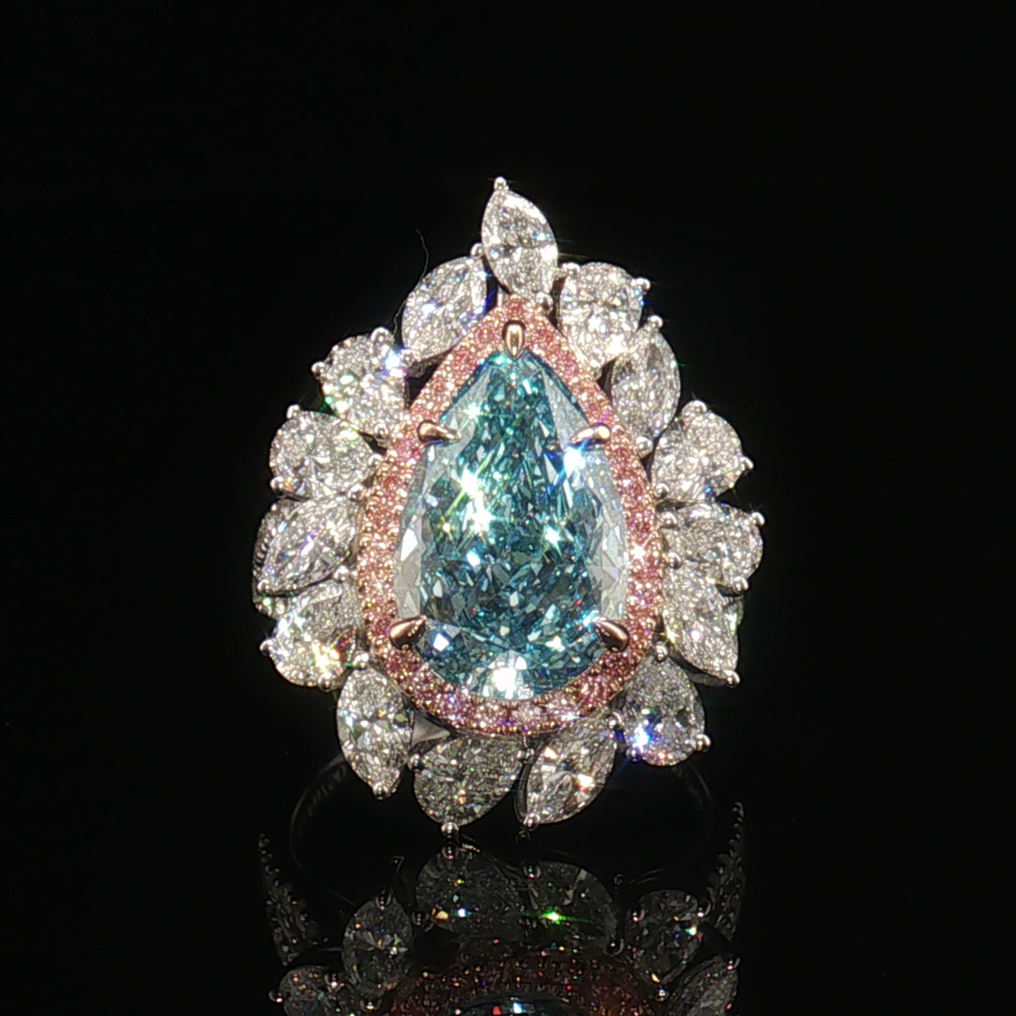 LGV0414 - [Setting Only] Pear Cut Floral Halo Engagement Ring