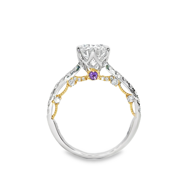 LGV211 - Six Prong Side Stone Vintage Engagement Ring [Setting Only]