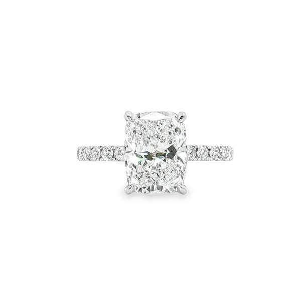 LGV253 - Side Stone Hidden Halo Vintage Engagement Ring [Setting Only]