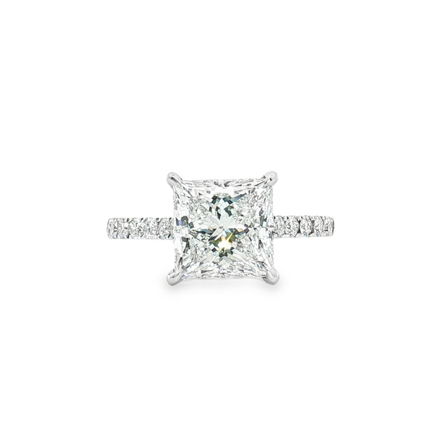 LGV265 - Side Stone Hidden Halo Vintage Engagement Ring [Setting Only]