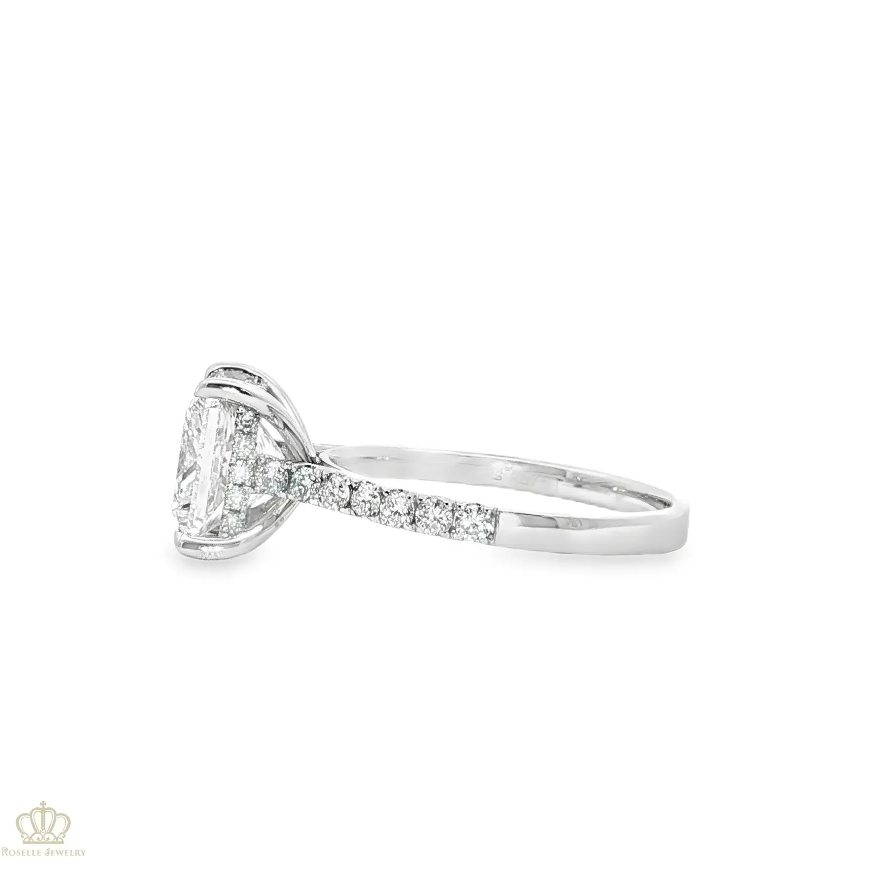 LGV265 - Side Stone Hidden Halo Vintage Engagement Ring [Setting Only] CHARLISA™