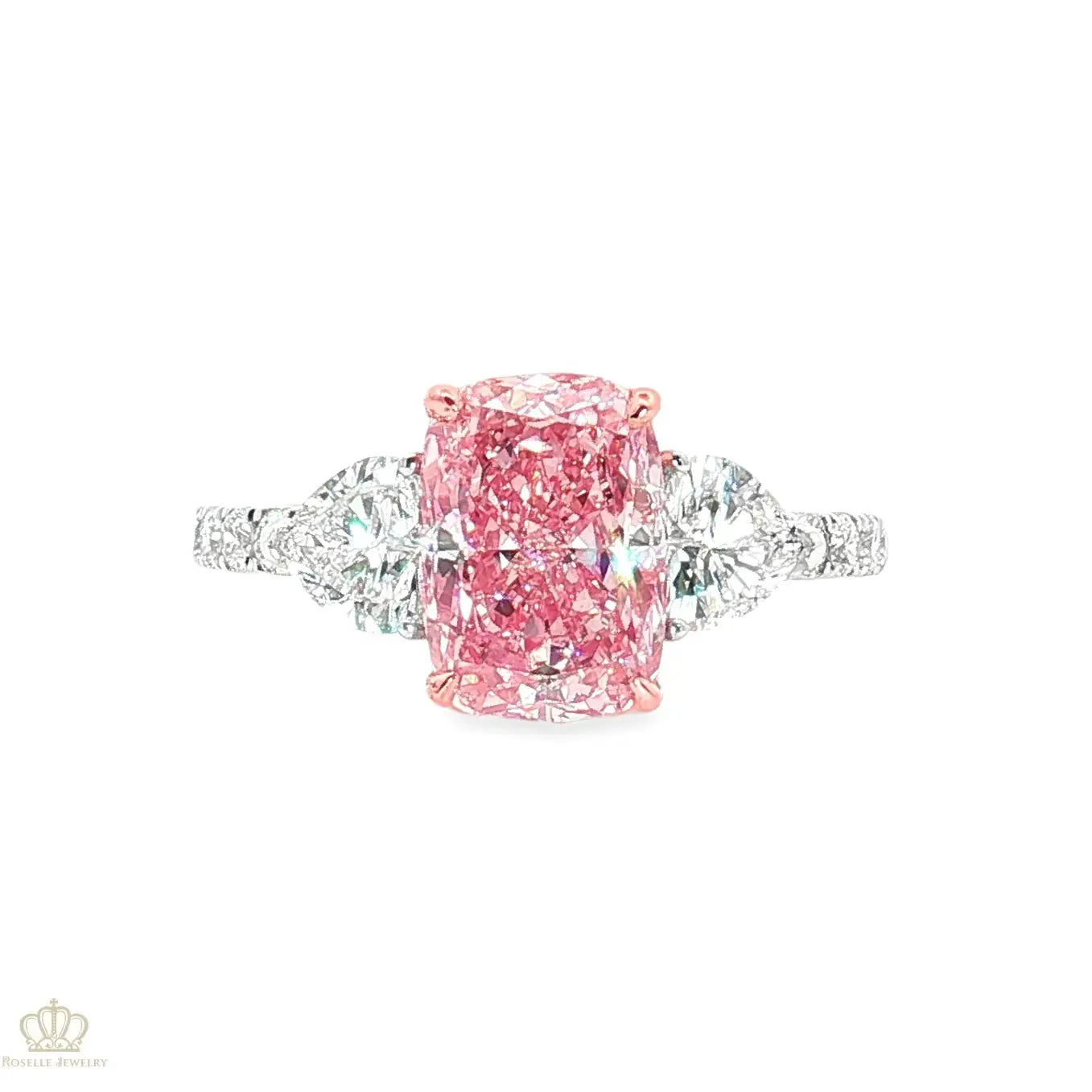 LGV301 - [Setting Only] Three-Stone Cushion with Pavé Band Engagement Setting CHARLISA™