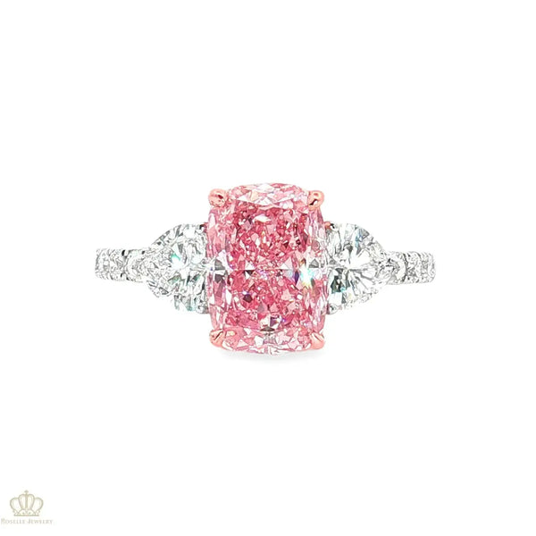 LGV301 - [Setting Only] Three-Stone Cushion with Pavé Band Engagement Setting CHARLISA™