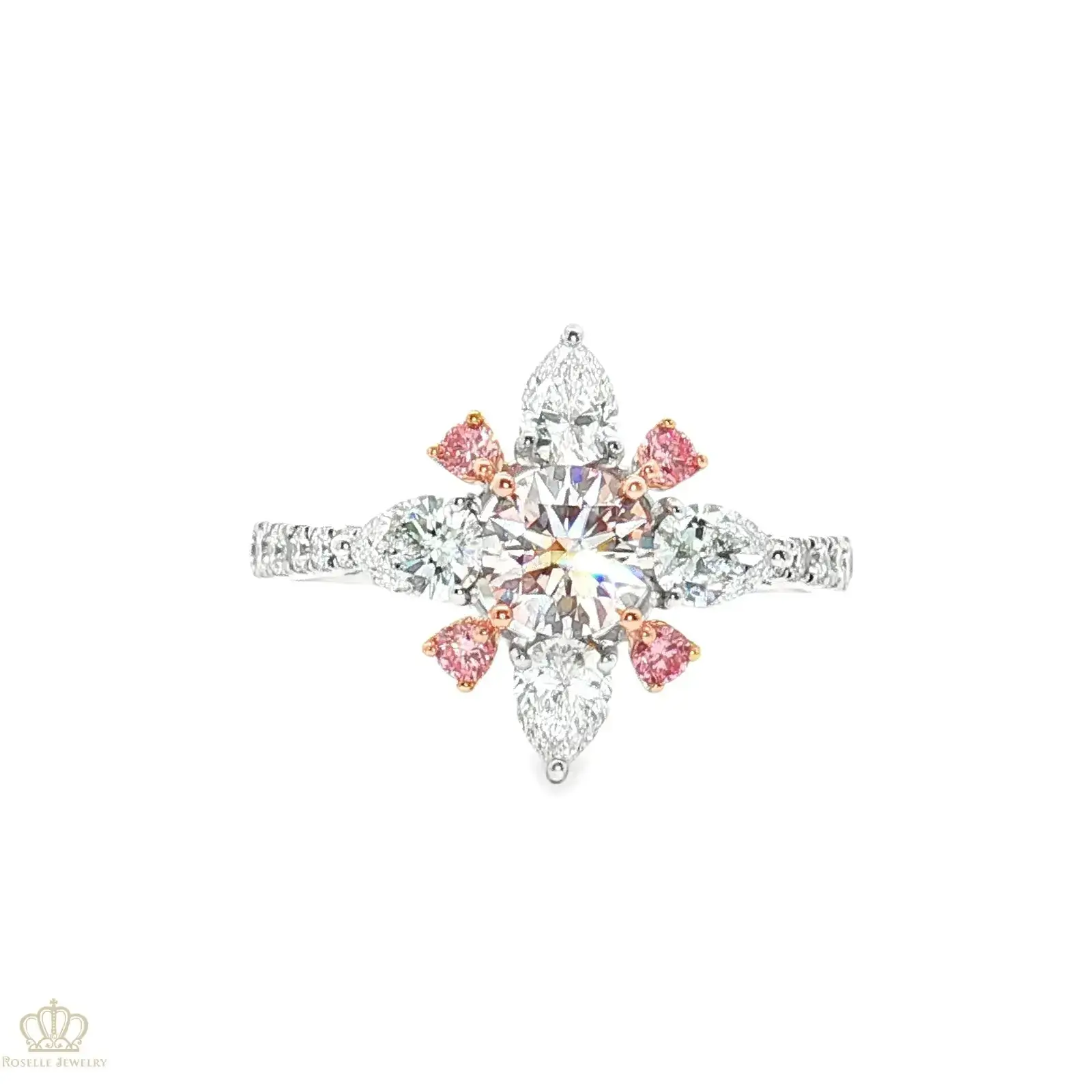 LGV412 -  [Setting Only] Blossom Motif Side Stone Diamond Engagement Ring CHARLISA™