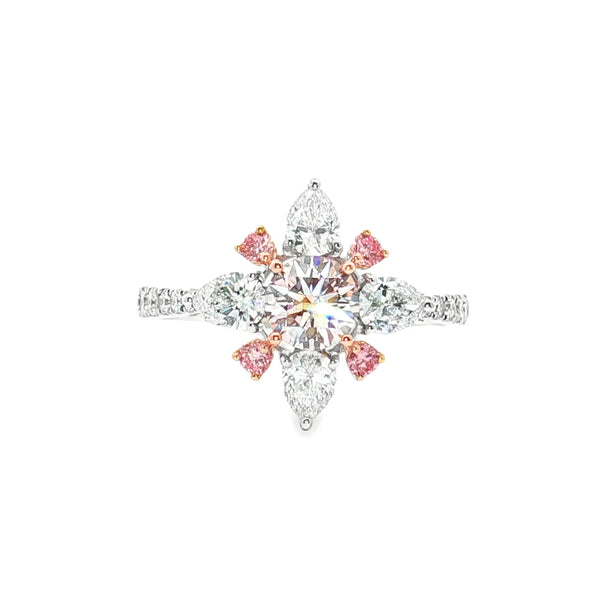 LGV412 -  [Setting Only] Blossom Motif Side Stone Diamond Engagement Ring CHARLISA™