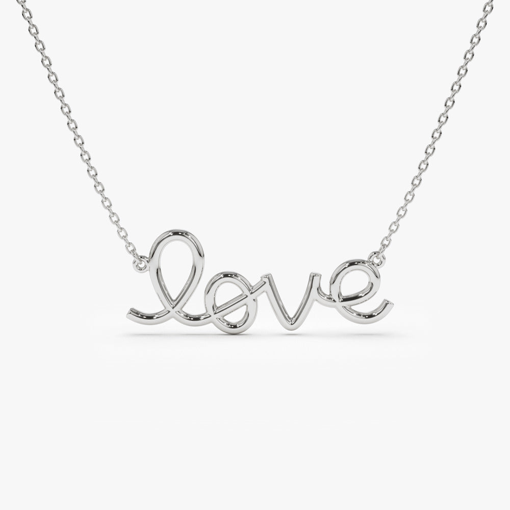 OBFJ1453 - Solid Gold Love Necklace necklace in selectable metal and diamond options - Roselle Jewelry view 7
