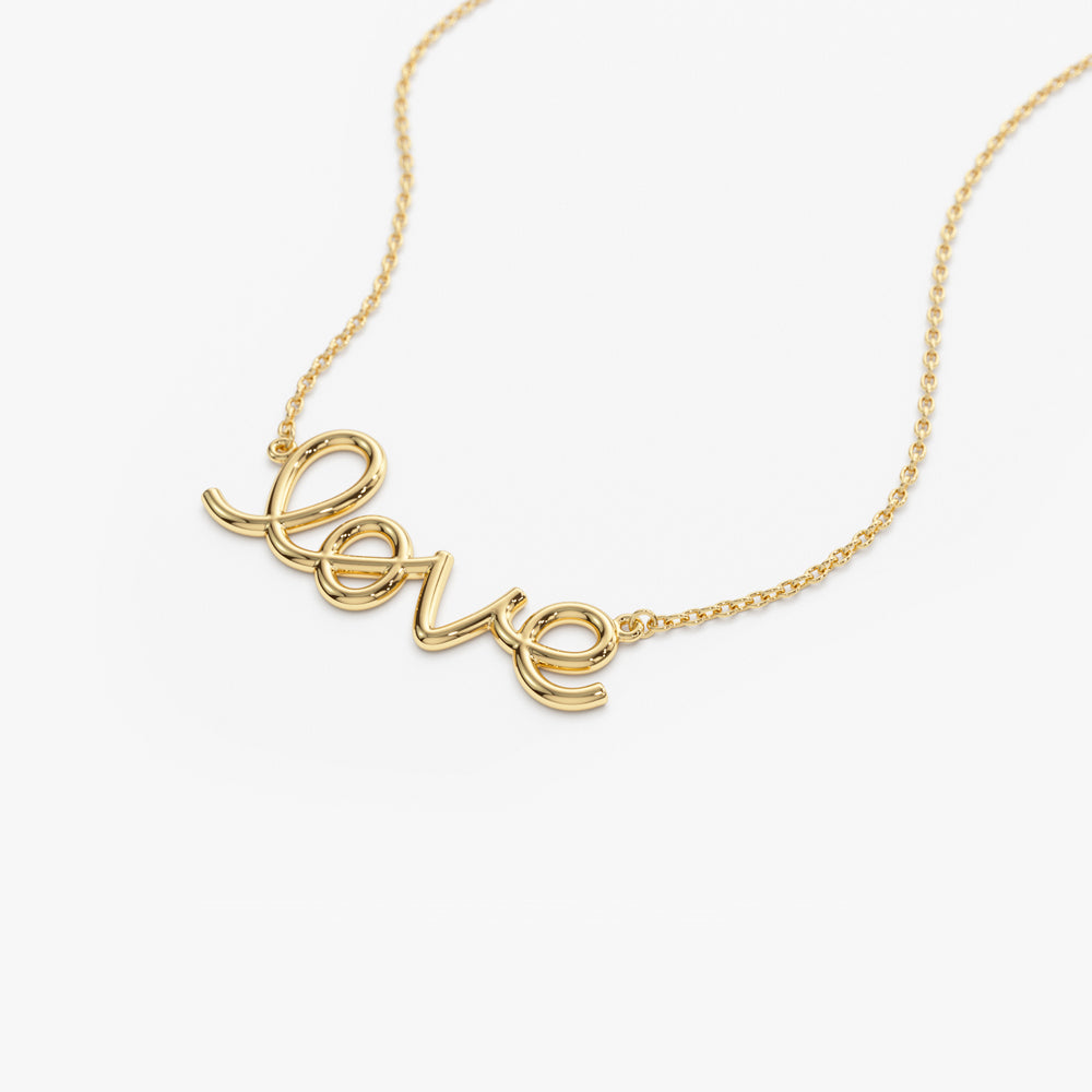 OBFJ1453 - Solid Gold Love Necklace necklace in selectable metal and diamond options - Roselle Jewelry view 8