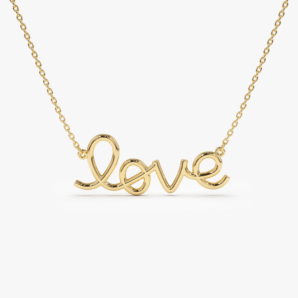OBFJ1453 - Solid Gold Love Necklace necklace in selectable metal and diamond options - Roselle Jewelry view 1