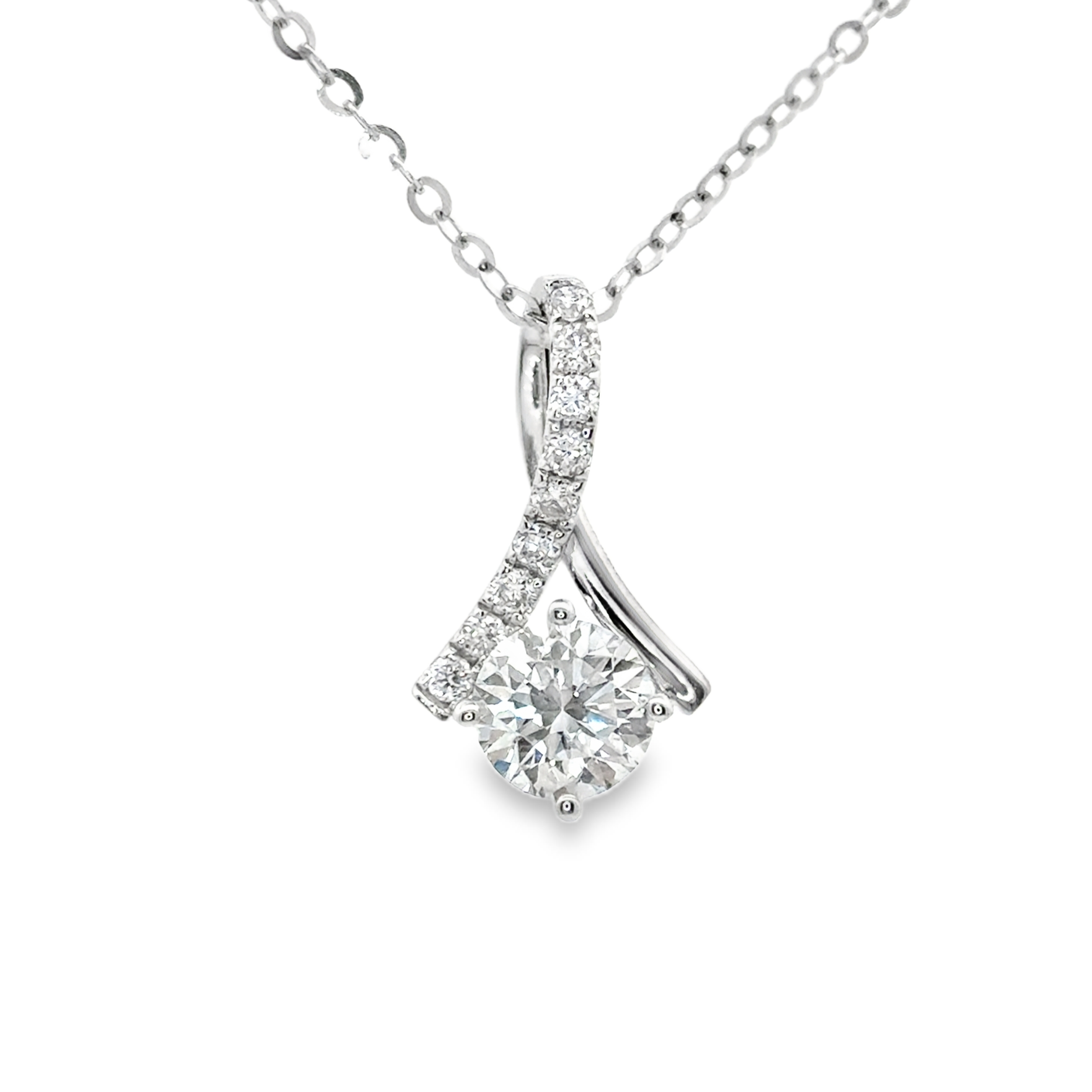 Micro Pavé Inverted V Angel Diamond Pendant - LC801