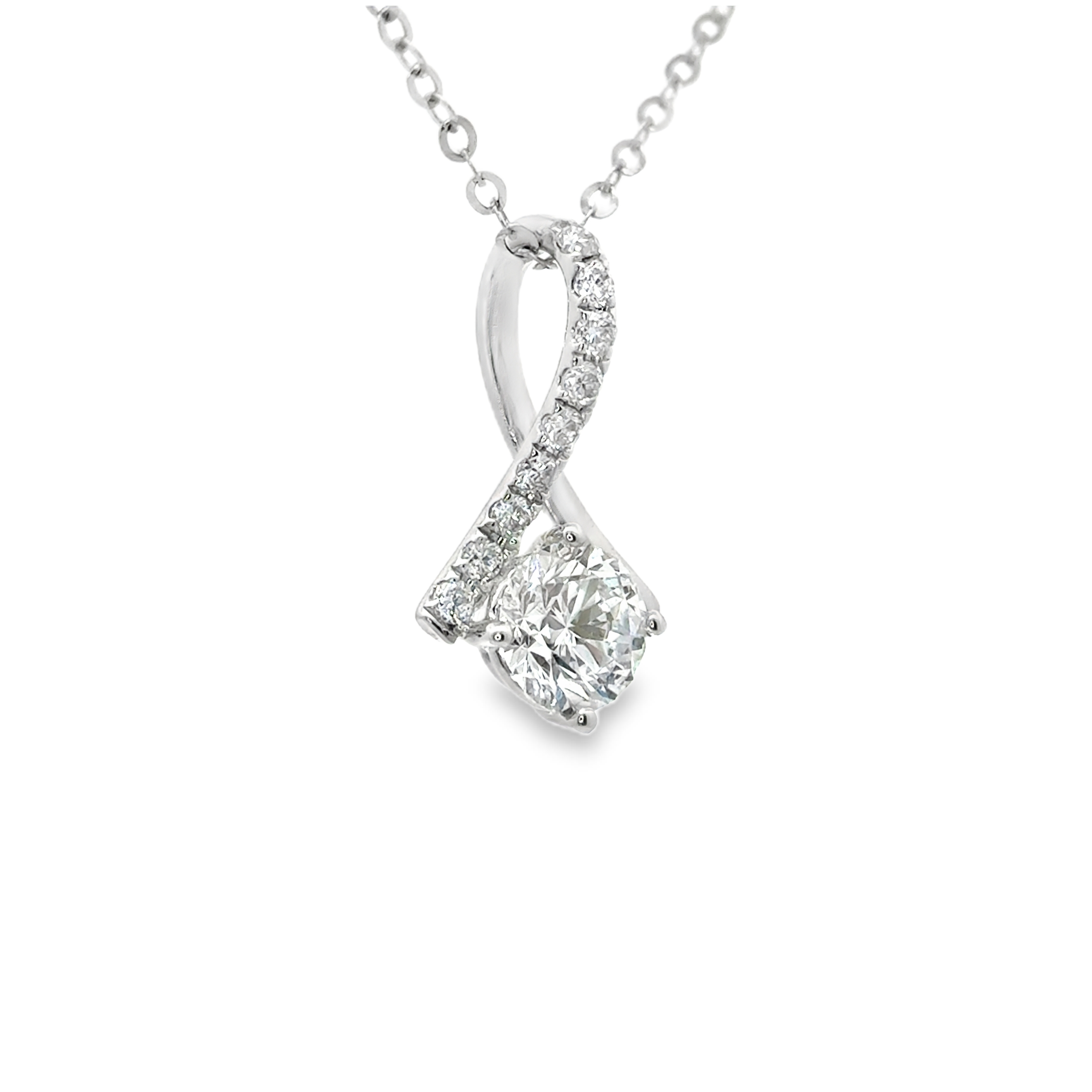 Micro Pavé Inverted V Angel Diamond Pendant - LC801