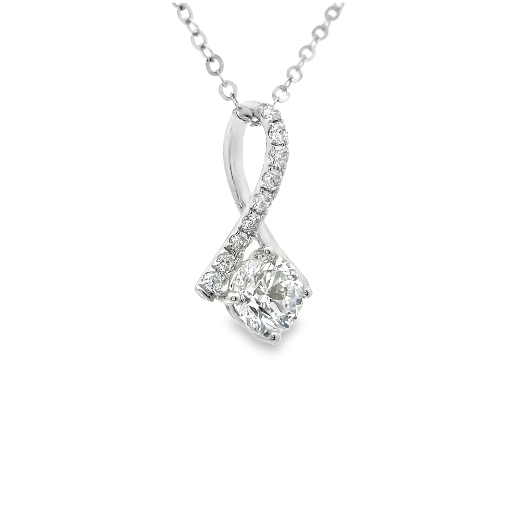 Micro Pavé Inverted V Angel Diamond Pendant - LC801