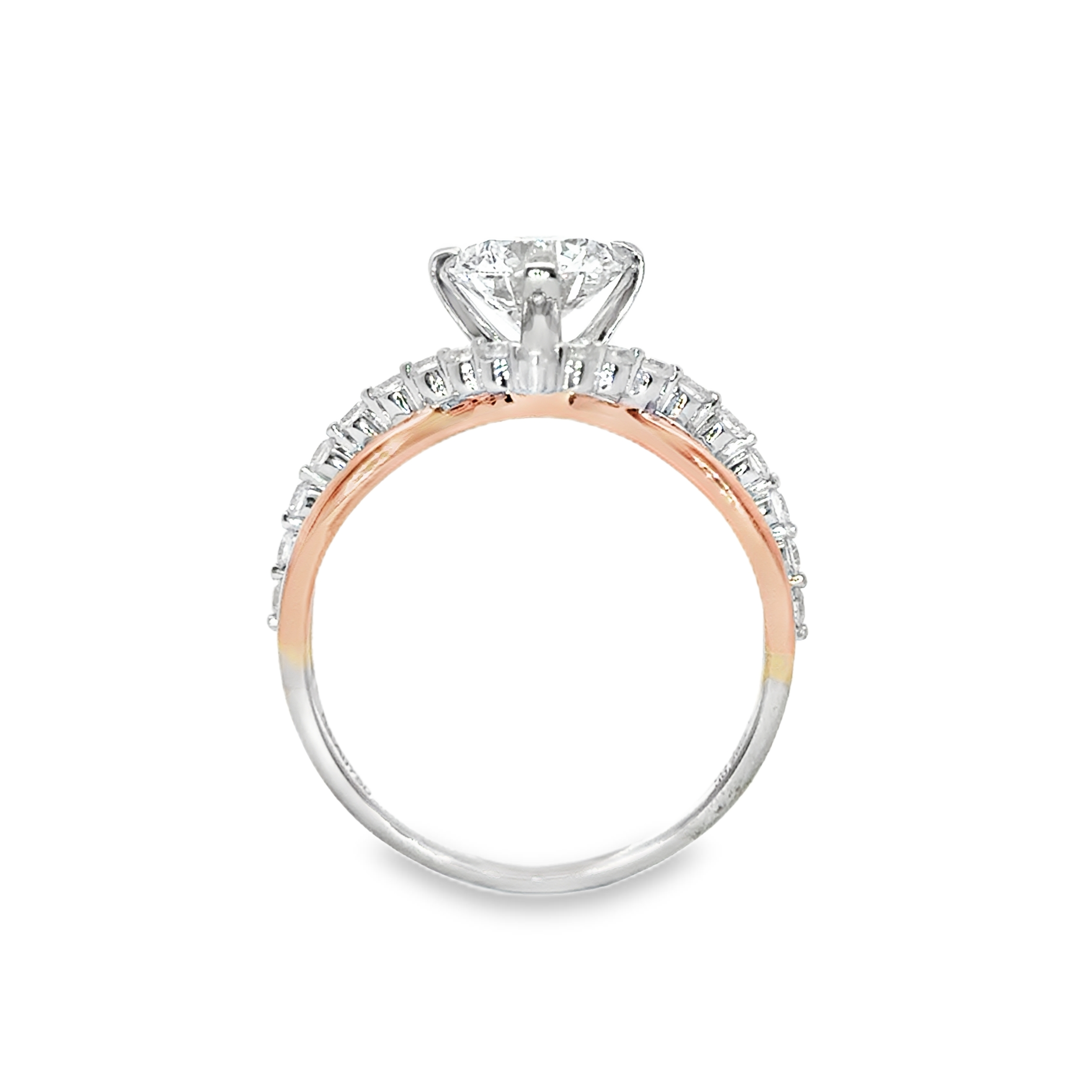 Two Tone V shape Side Stone Diamond Engagement Ring [Setting Only] - LGR042