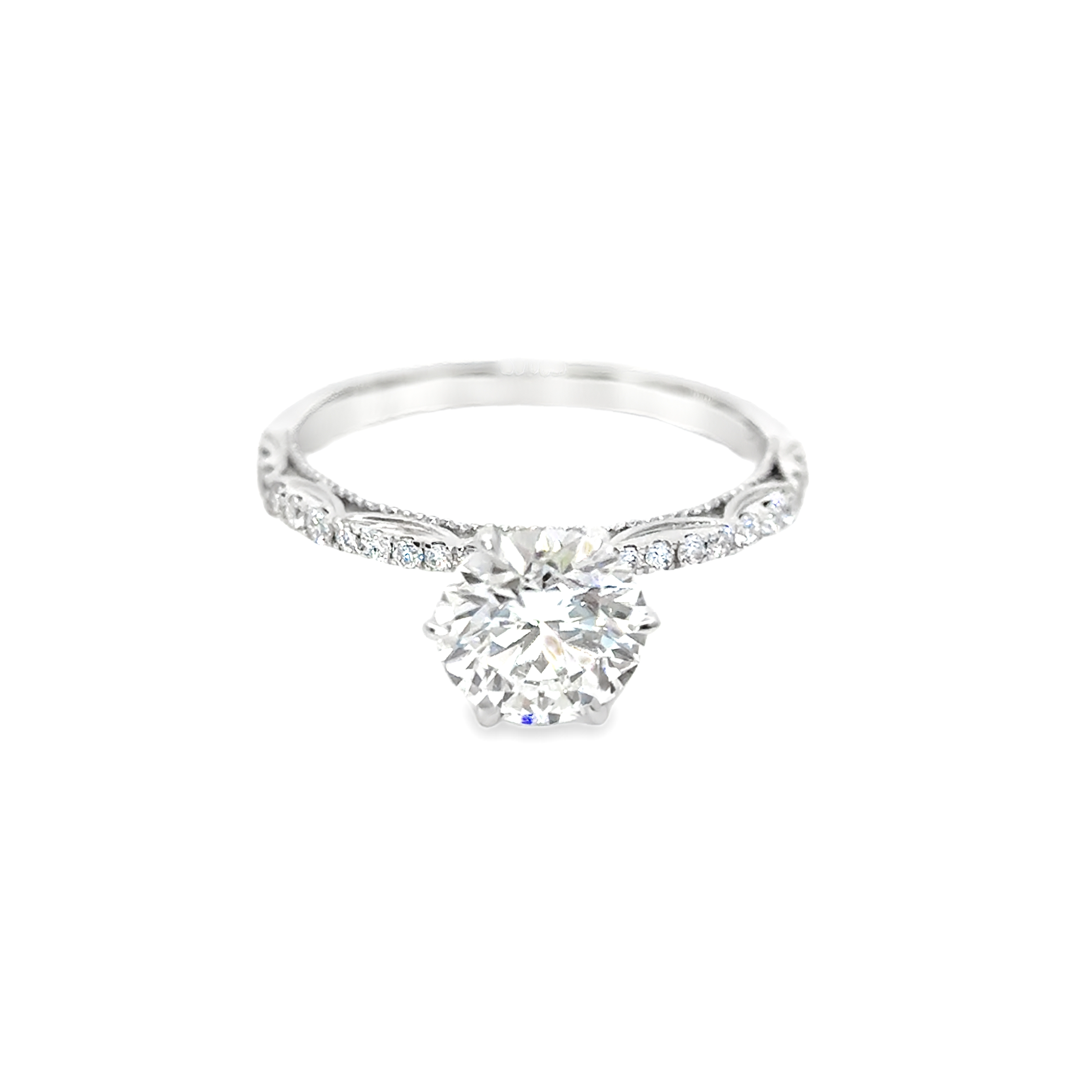Four Prong Side Stone Vintage Engagement Ring [Setting Only] - LGV210