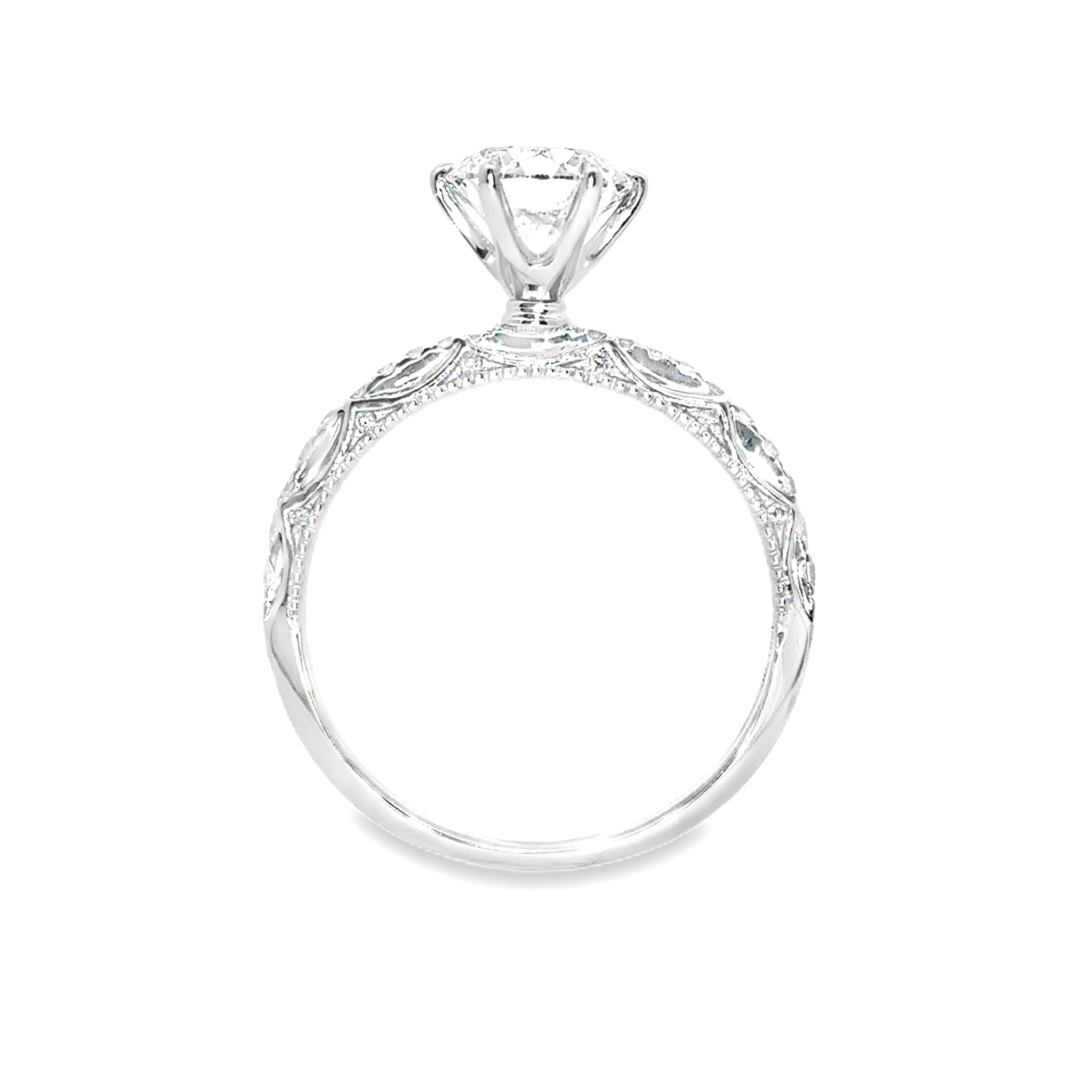 Four Prong Side Stone Vintage Engagement Ring [Setting Only] - LGV210