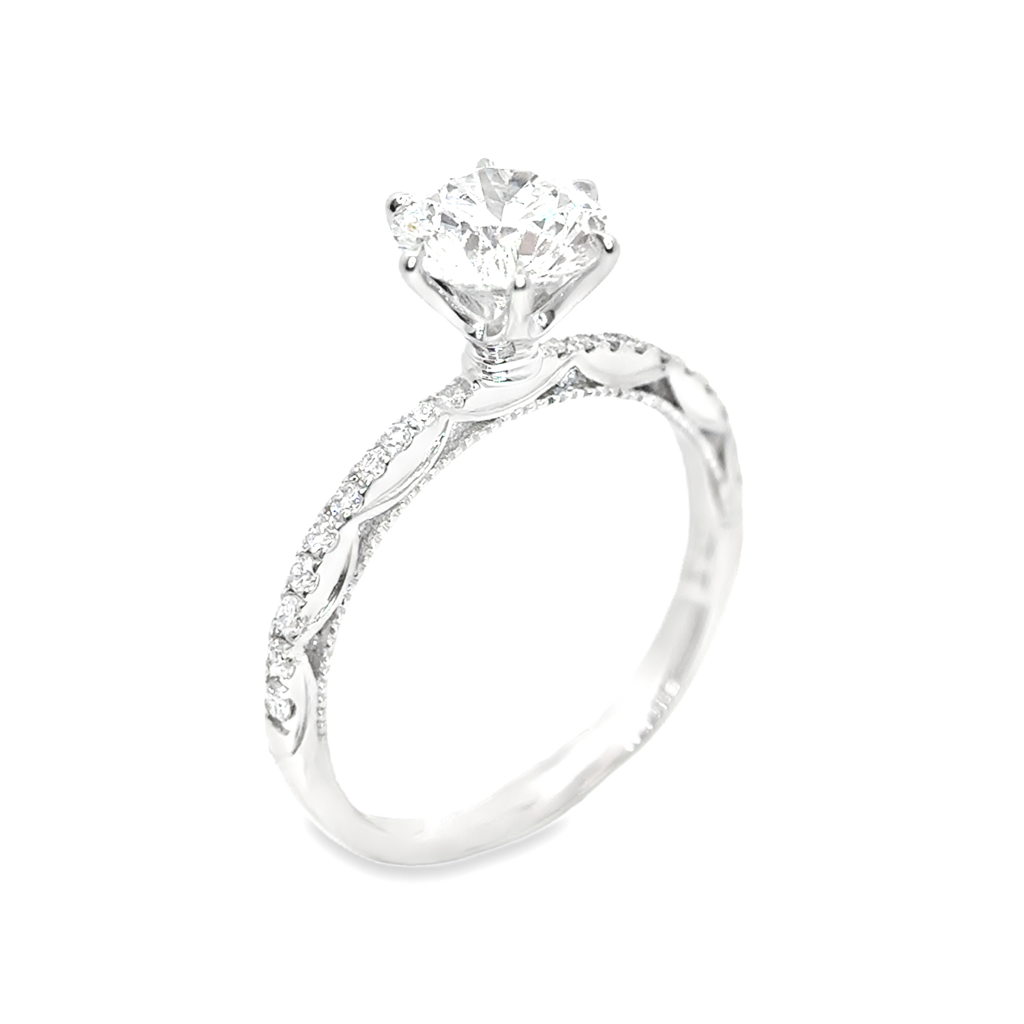 Four Prong Side Stone Vintage Engagement Ring [Setting Only] - LGV210