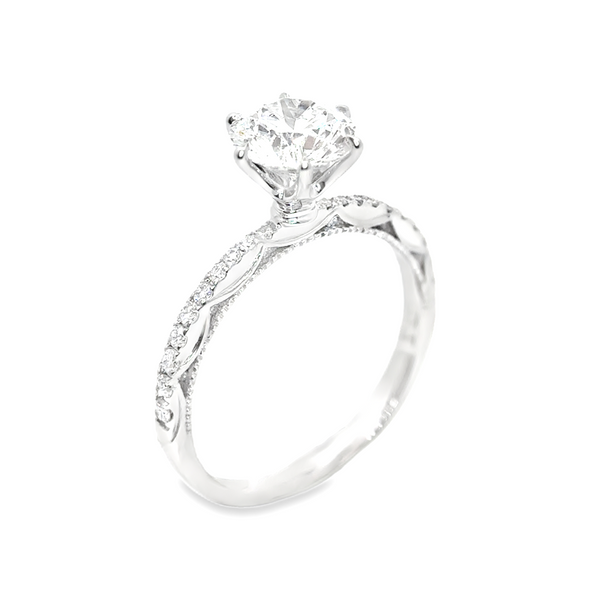 Four Prong Side Stone Vintage Engagement Ring [Setting Only] - LGV210