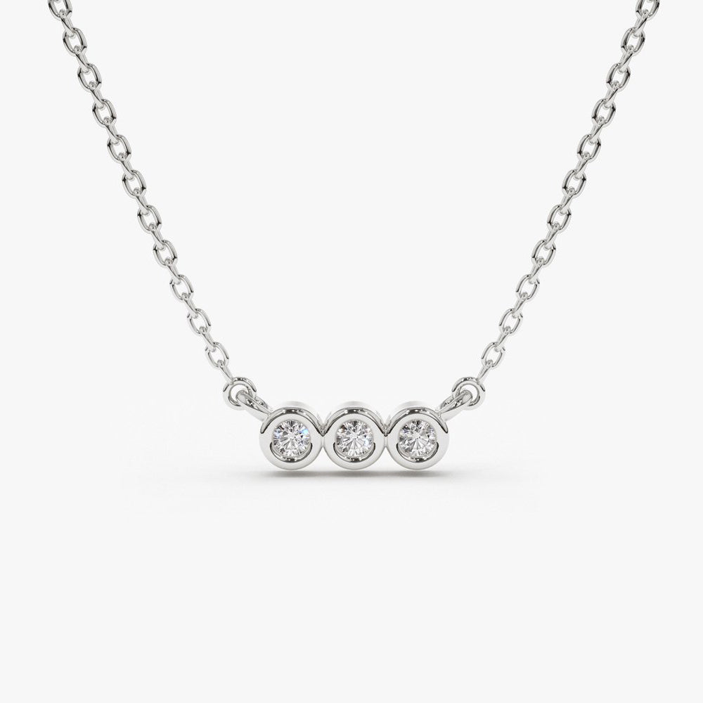 OBFJ1613 - 14k Bezel Set Diamond Necklace 6