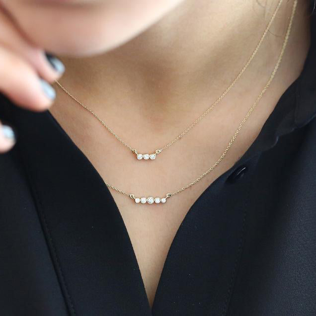 OBFJ1613 - 14k Bezel Set Diamond Necklace 3