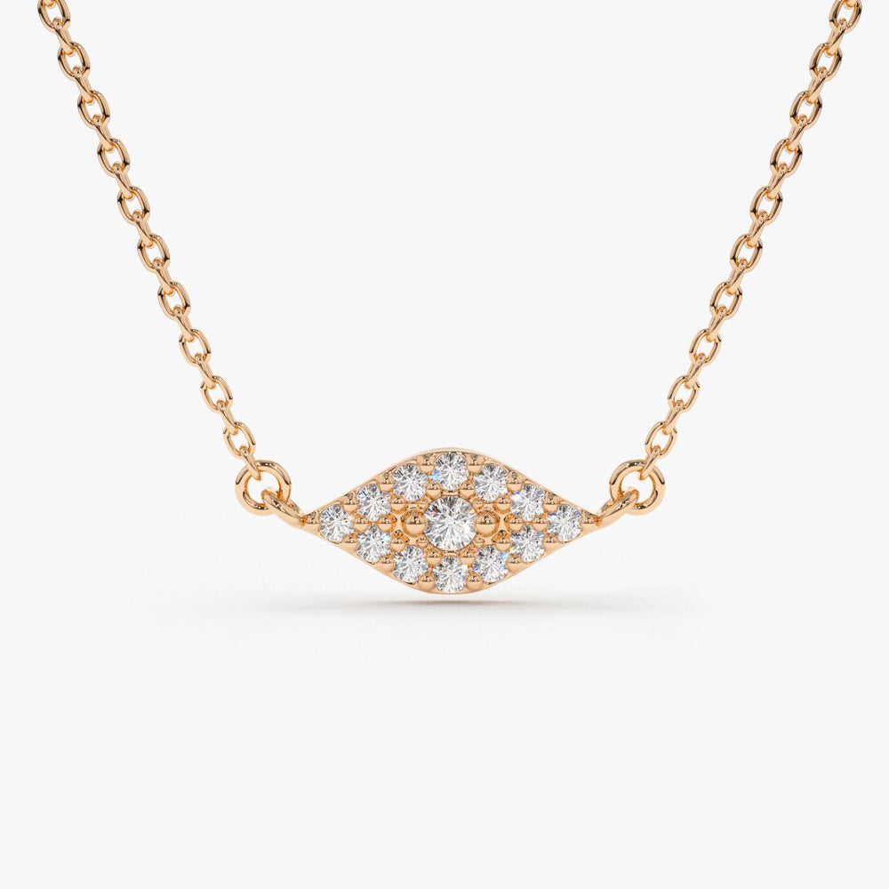 OBFJ1651 - Diamond Evil Eye Necklace necklace in selectable metal and diamond options - Roselle Jewelry view 6