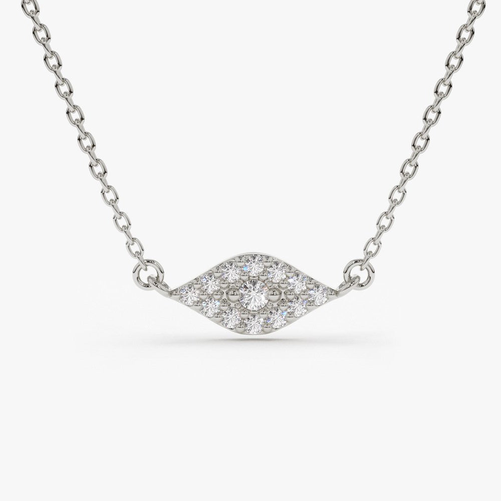 OBFJ1651 - Diamond Evil Eye Necklace necklace in selectable metal and diamond options - Roselle Jewelry view 7