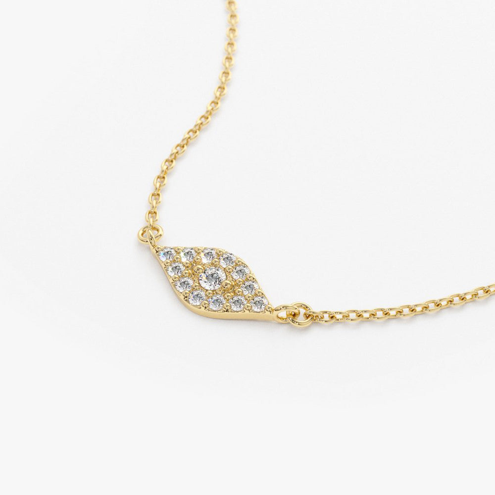 OBFJ1651 - Diamond Evil Eye Necklace necklace in selectable metal and diamond options - Roselle Jewelry view 8