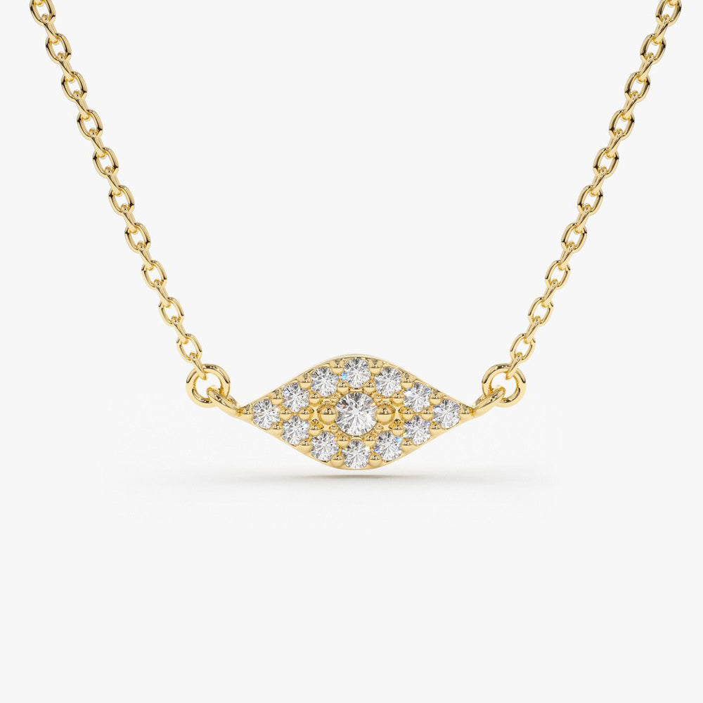 OBFJ1651 - Diamond Evil Eye Necklace necklace in selectable metal and diamond options - Roselle Jewelry view 1