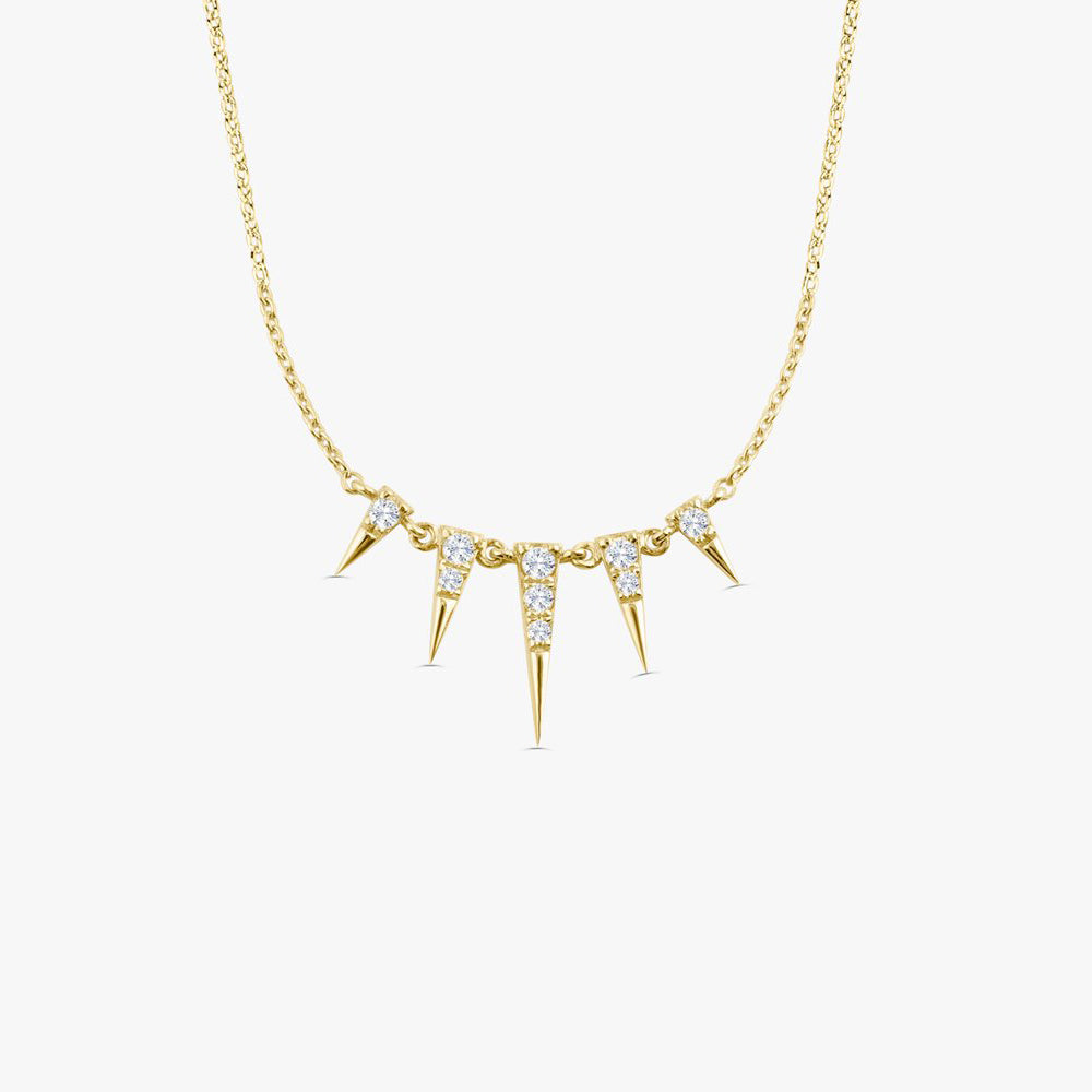 OBFJ1652 - 14K Gold Diamond Spike Necklace 1